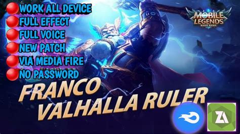 New Script Skin Franco Epic Valhalla Ruler Patch Terbaru Mobile