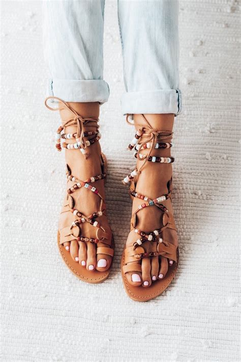 Nude Rainbow Tie Up Sandals Greek Leather Sandals Boho Sandals Beach Sandals Summer Shoes