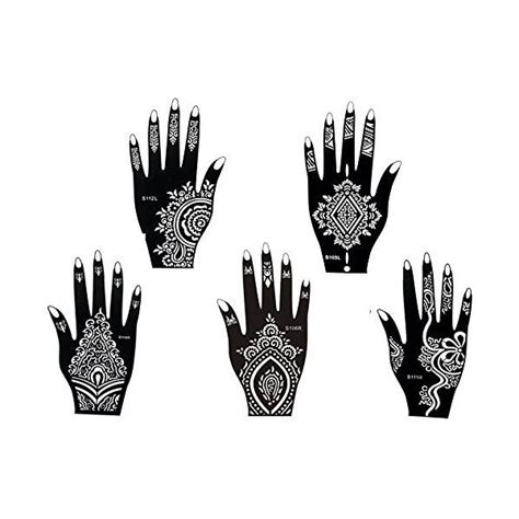 5 Feuilles Mehndi Tatouage Pochoir Pour La Main Hand 5 Mehndi Tatou