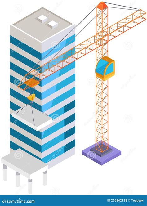 Office City Apartment, Residential House Building Tower Crane Creates