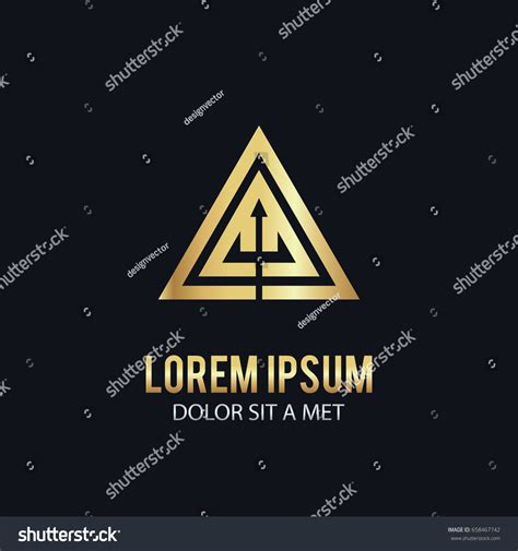 Triangle Line Arrow Gold Logo Stock Vector Royalty Free 658467742