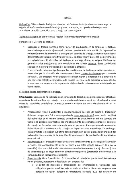 Derecho Del Trabajo Temas Al Tema El Derecho Del Trabajo Es El