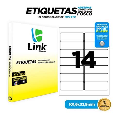 Etiqueta Adesiva Carta 101 6mmx33 9mm Caixa 100 Folhas Link