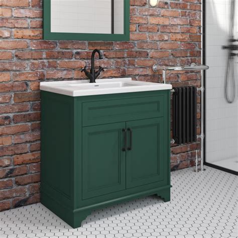 800mm Green Freestanding Vanity Unit With Basin Camden Better Bathrooms