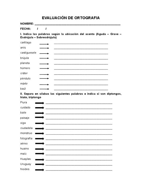 Evaluación De Ortografia Pdf Lingüística Fonética