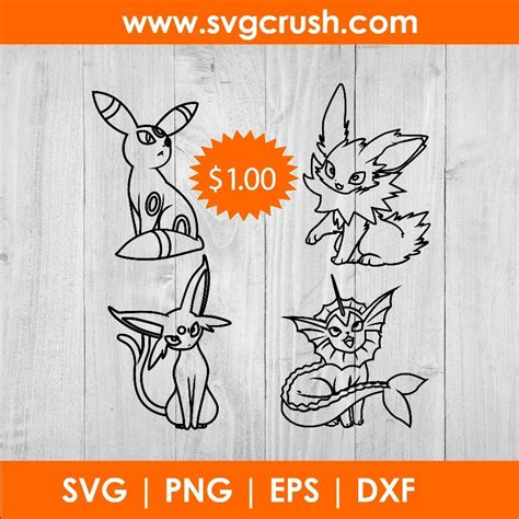 Eevee Evolution Svg Cut Files Dxf Png Eps Format Available