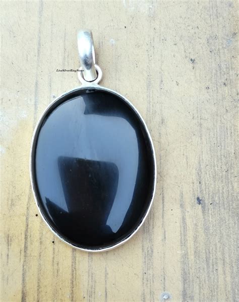 Silver Black Onyx Pendant Solid 925 Sterling Silver Black Onyx Gemstone Necklace Pendent For