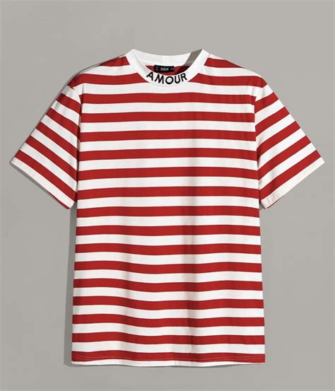 Red And White Striped Shirt Mens Tops Striped Top Striped Tee