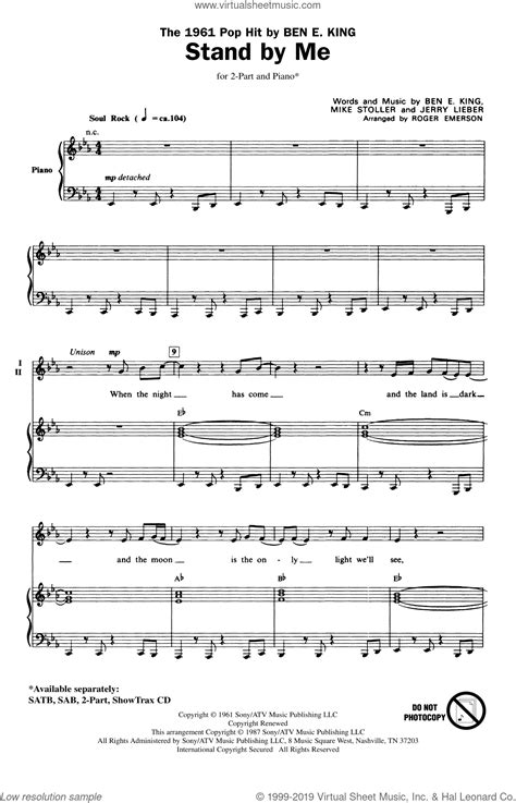 Stand By Me Sheet Music For Choir 2 Part Pdf Sheet Music Choir