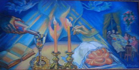 Shabbat Shalom By Alla Gerzon Stretched Canvas Jewish By Artsalsa