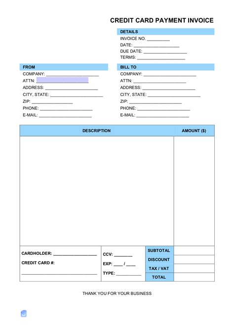 Credit Card CC Payment Invoice Template Invoice Maker