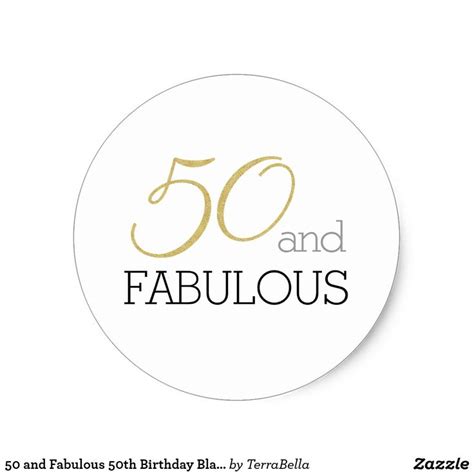 50 And Fabulous Gold And Black Typography Classic Round Sticker