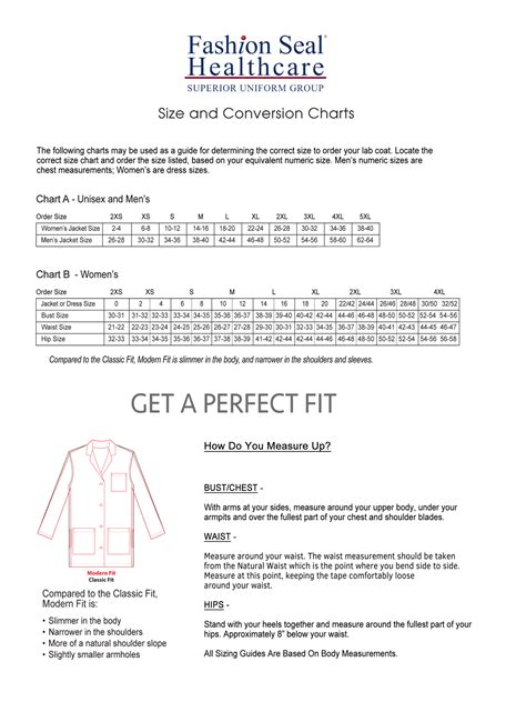 Lab Coat Sizes Chart