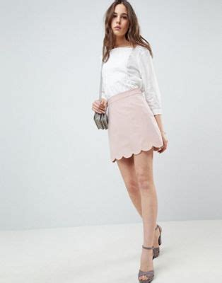 ASOS DESIGN Tailored A Line Mini Skirt With Scallop Hem Mini Skirts