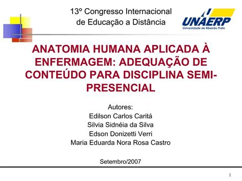 Ppt Anatomia Humana Aplicada Enfermagem Adequa O De Conte Do Para