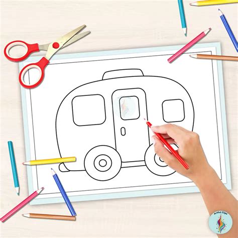 Camper Template Set Outlines And Coloring Pages For Crafts