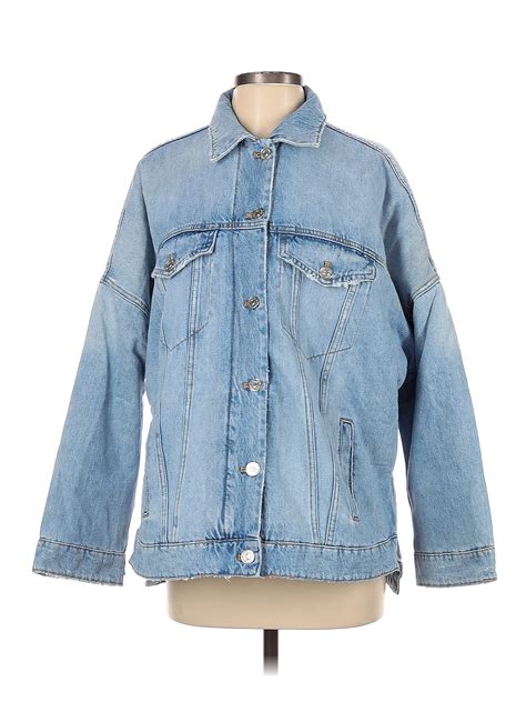 Zara 100 Polyester Solid Blue Denim Jacket Size S 43 Off Thredup