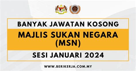 Majlis Sukan Negara Msn Buka Pengambilan Banyak Jawatan Kosong Mohon