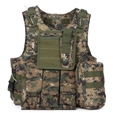 Hunting Vest Camouflage Hunting Military Tactical Vest Wargame Body Molle Armor CS Outdoor ...