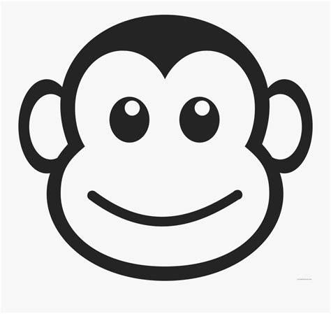 Monkey Face Animal Free Black White Clipart Images - Cute Monkey Face ...