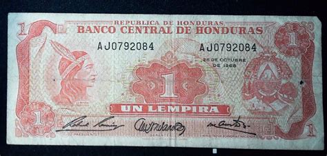 HONDURAS 1968 1 LEMPIRA SUPER RARE BANKNOTE PAPER MONEY ADD COLLECTION