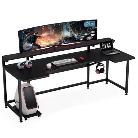 Tribesigns U Shaped Computer Desk With Hutch 70 8 Inches Gaming Desk