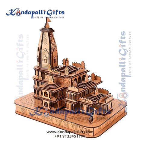 Buy Kondapalli Wooden Handmade Ram Mandir Ayodhya D Model Multicolour