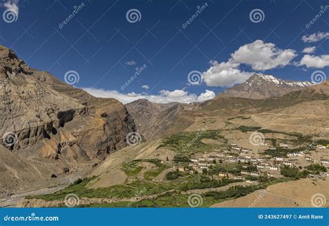 Remote Lalung Village In Spiti Valley Himachal Pradesh India Stock