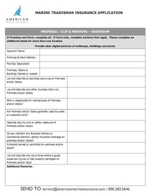 Fillable Online Premises Slip Mooring Addendum Fax Email Print