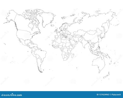 Blank Outline Map of World. Vector Illustration Stock Vector ...