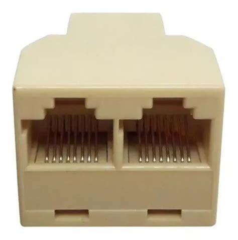 2 Adaptador Duplicador Para Cabo De Rede Rj45 Fêmeas Bege