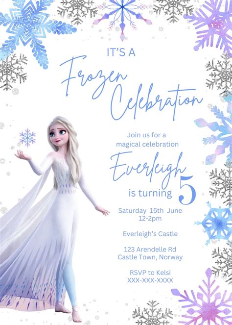 Ice Princess Birthday Invitation Frozen Birthday Elsa Birthday