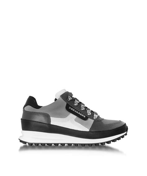 Dsquared2 Mens Grey Fabric Sneakers Modesens Sneakers Leather