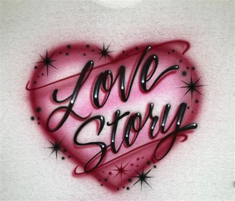 Airbrushed T Shirt Heart Love Story You Choose Colors Etsy