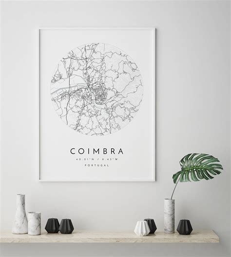 Coimbra Map Coimbra Portugal City Map Home Town Map Etsy