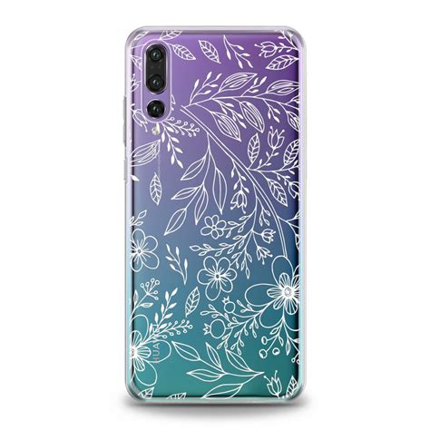 Чехол силиконовый для Huawei (Цветочный эскиз) Y5 Prime (2018) хуавей ю ...