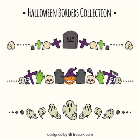 Pack De Bordes De Halloween Dibujados A Mano Vector Gratis