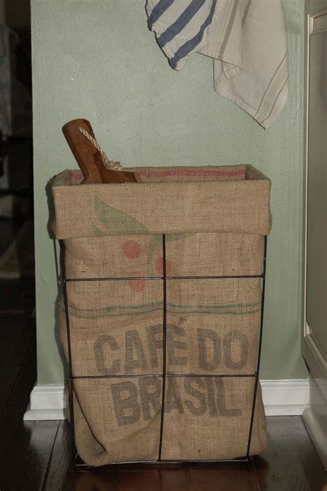 Basket made out of a coffee sack...other thought - burlap covers for