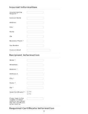 Fillable Online Insured Information Recipient Information Required