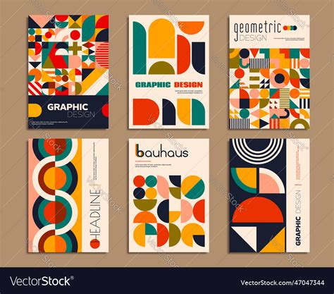 Bauhaus Posters With Geometric Abstract Patterns Vector Image