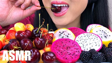 Asmr Summer Fruit Platter Cherries Blackberries And Dragon Fruit Asmr Phan Youtube