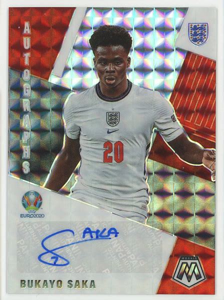 Bukayo Saka 2021 Panini Mosaic UEFA EURO Autographs Silver Prizm 直筆サイン