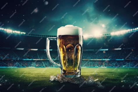 Premium Ai Image Alcohol Drinks At A Football Stadium Representing