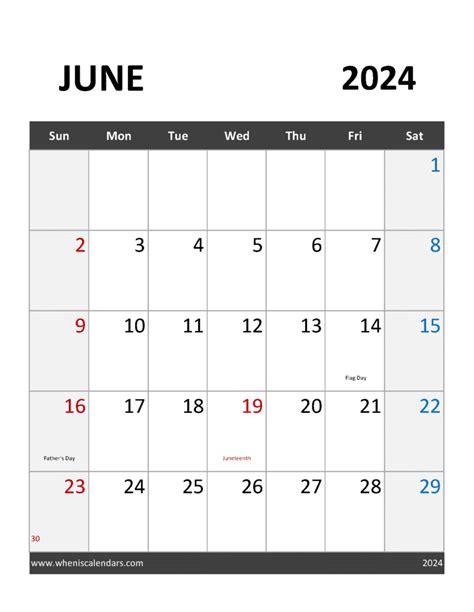 Jun 2024 Calendar Printable Free J64093