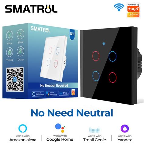 Smatrul Tuya Wifi Toque Interruptor Inteligente Luz Sem Fio Neutro Ue