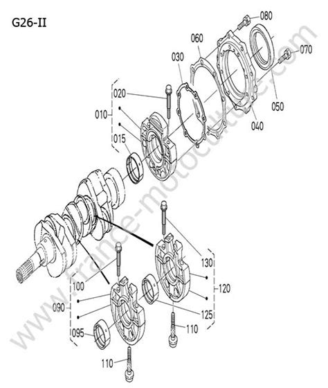 Vue éclatée et pièces détachées Paliers vilebrequin pour G26 II KUBOTA