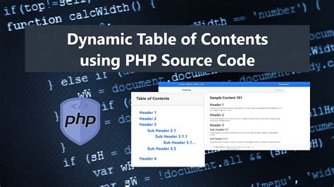 Dynamic Table Of Contents In Php Free Source Code Sourcecodester