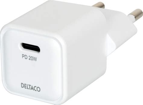 Deltaco Mini USB C Wandlader 1 X USB C Maximaal 20 W Wit Bol