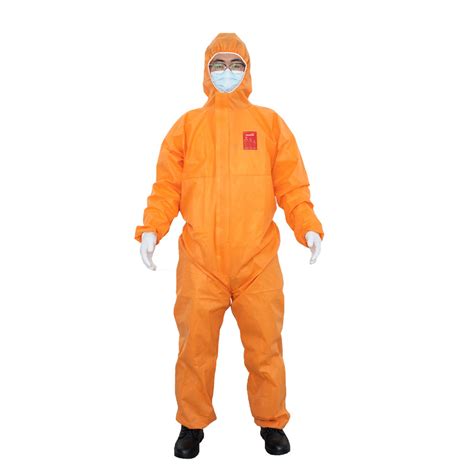 Orange Jumpsits Non Woven Protective Overalls Type 5 6 Asbestos Removal