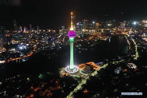 Night View Of Lotus Tower In Colombo Sri Lanka Xinhua English News Cn